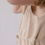 Classic Terry Drawstring Romper - Sand