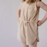 Classic Terry Drawstring Romper - Sand