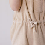 Classic Terry Drawstring Romper - Sand