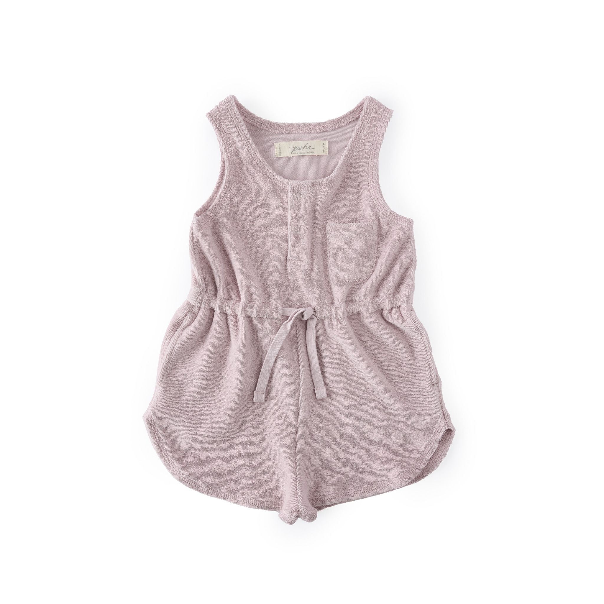 Classic Terry Drawstring Romper - Lilac