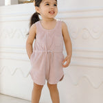 Classic Terry Drawstring Romper - Lilac