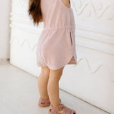 Classic Terry Drawstring Romper - Lilac