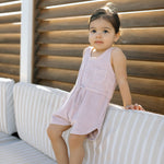 Classic Terry Drawstring Romper - Lilac