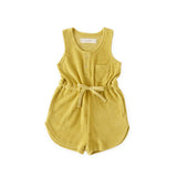 Classic Terry Drawstring Romper - Citrus