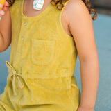 Classic Terry Drawstring Romper - Citrus