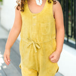 Classic Terry Drawstring Romper - Citrus