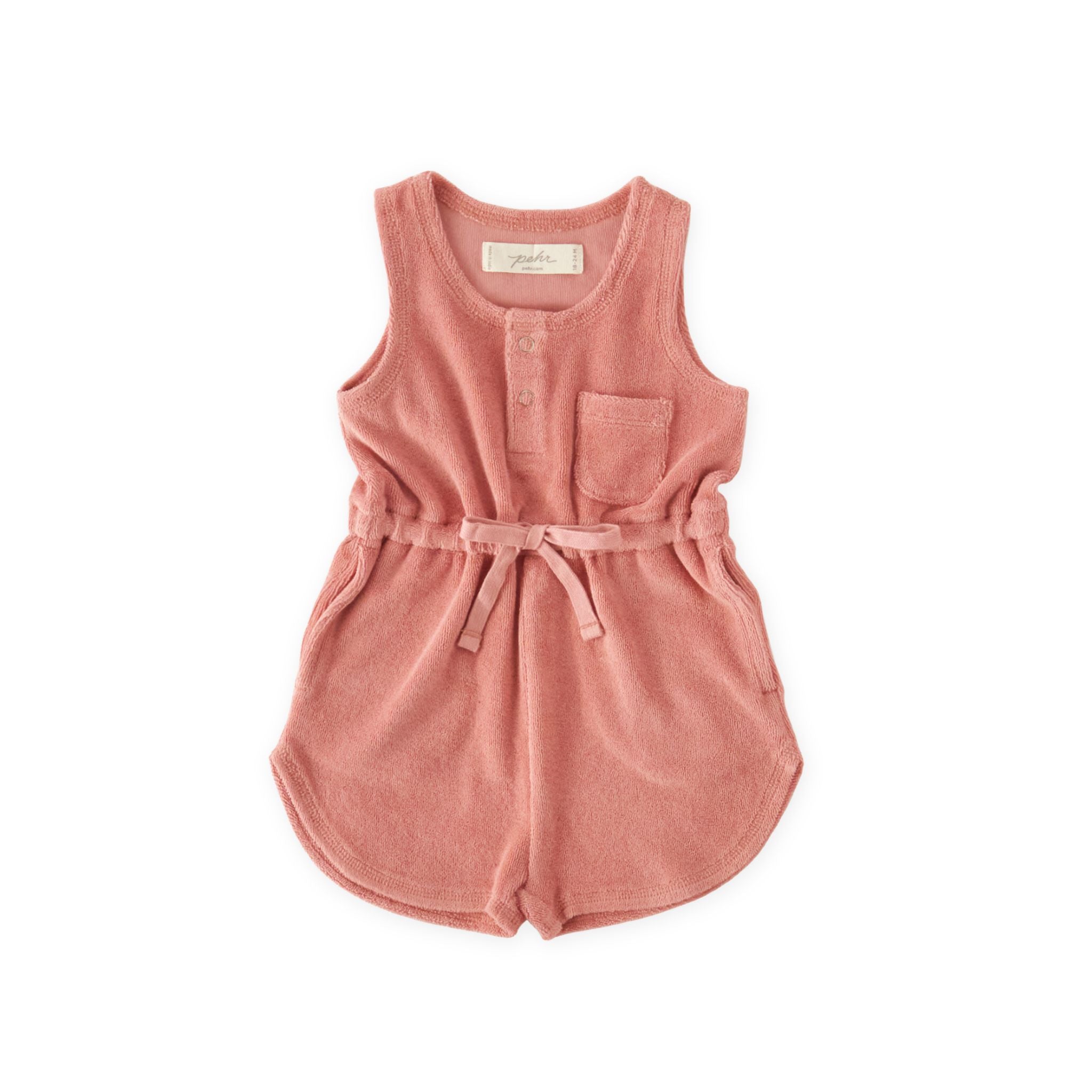Classic Terry Drawstring Romper - Shell