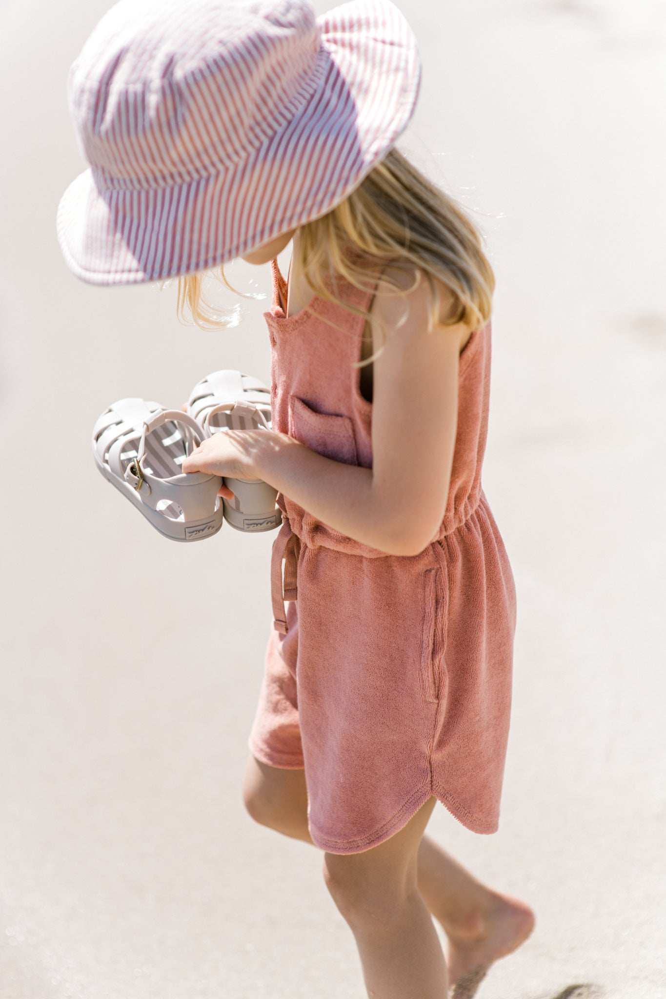 Classic Terry Drawstring Romper - Shell