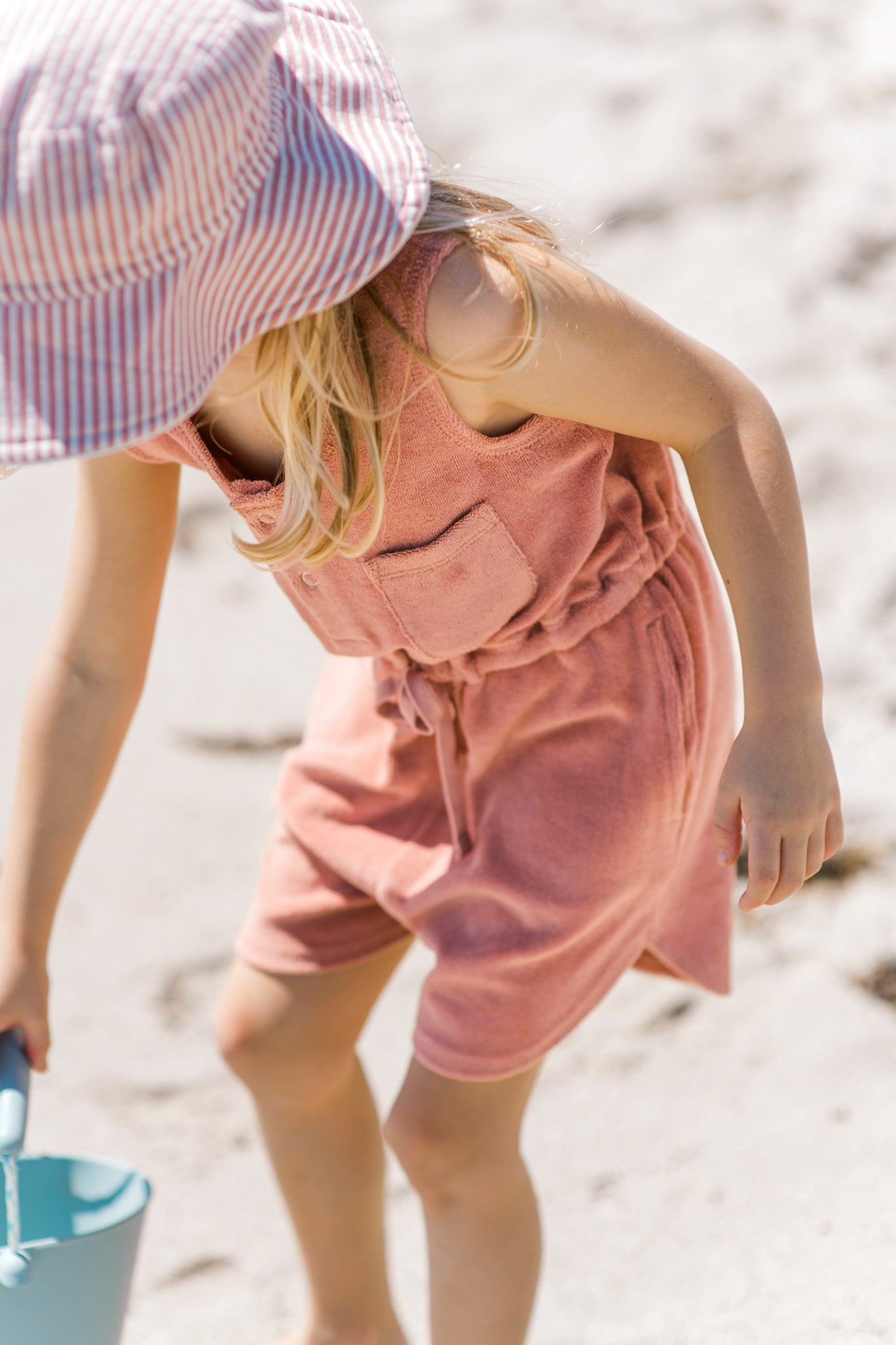 Classic Terry Drawstring Romper - Shell