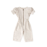 Vintage Twill Toddler Puff Sleeve Jumpsuit - Natural