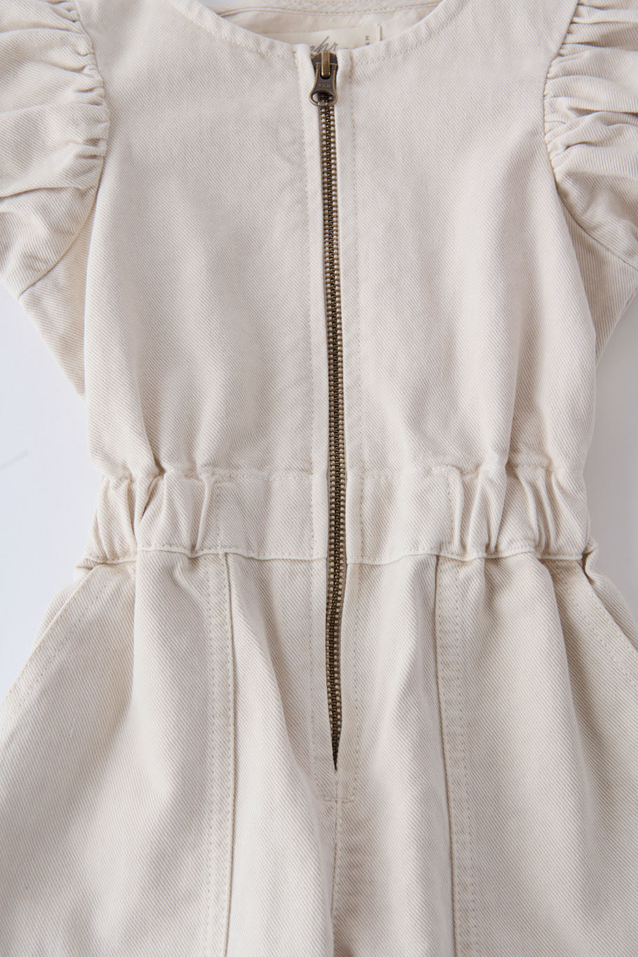 Vintage Twill Toddler Puff Sleeve Jumpsuit - Natural