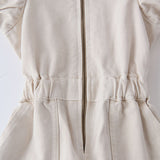 Vintage Twill Toddler Puff Sleeve Jumpsuit - Natural