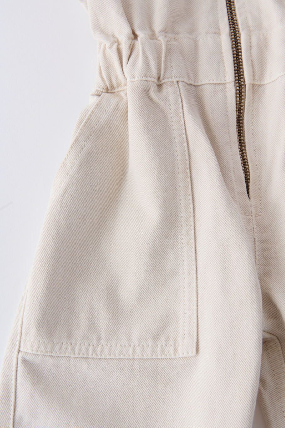 Vintage Twill Toddler Puff Sleeve Jumpsuit - Natural