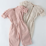 Vintage Twill Toddler Puff Sleeve Jumpsuit - Natural