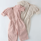 Vintage Twill Toddler Puff Sleeve Jumpsuit - Natural