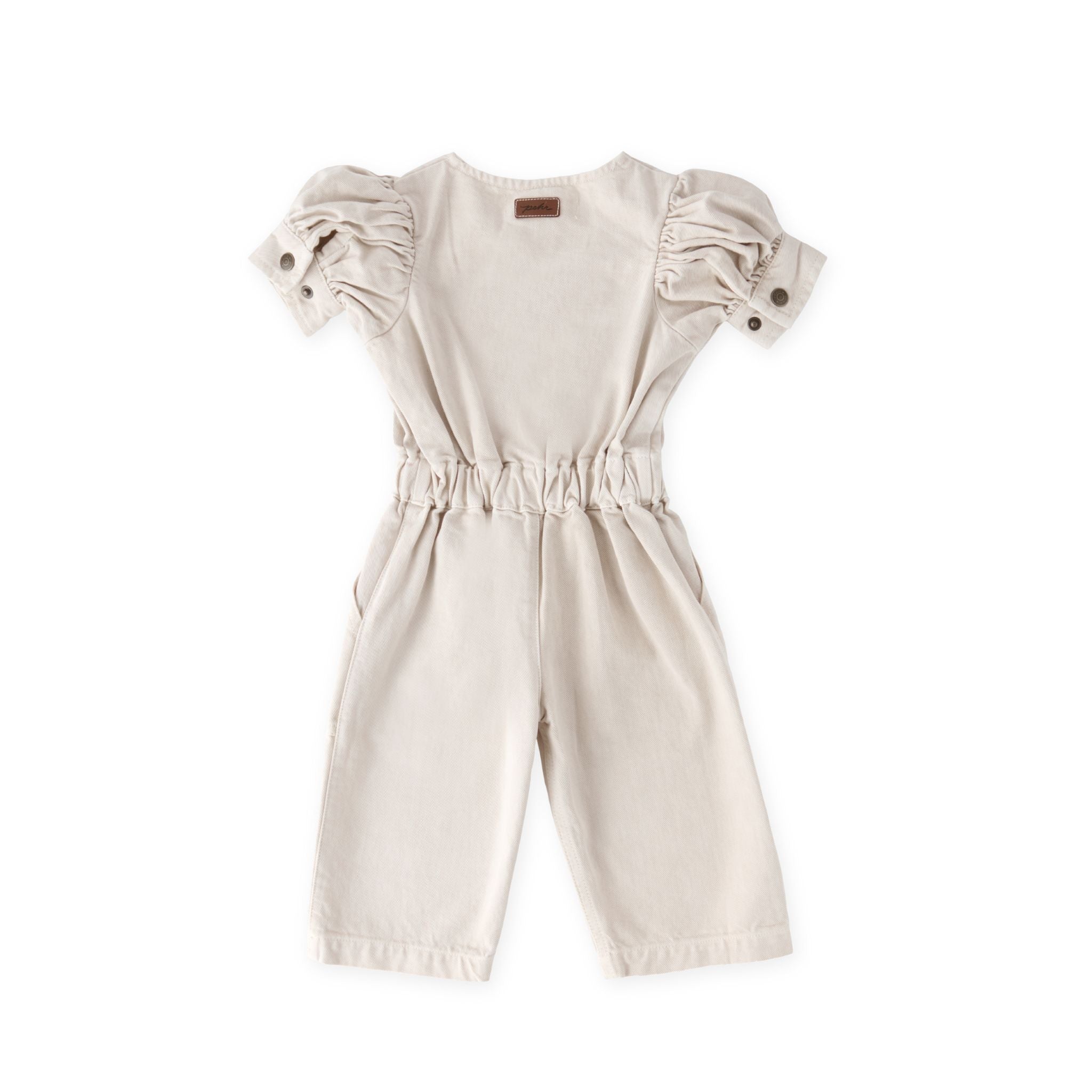 Vintage Twill Toddler Puff Sleeve Jumpsuit - Natural