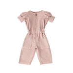 Vintage Twill Toddler Puff Sleeve Jumpsuit - Peony