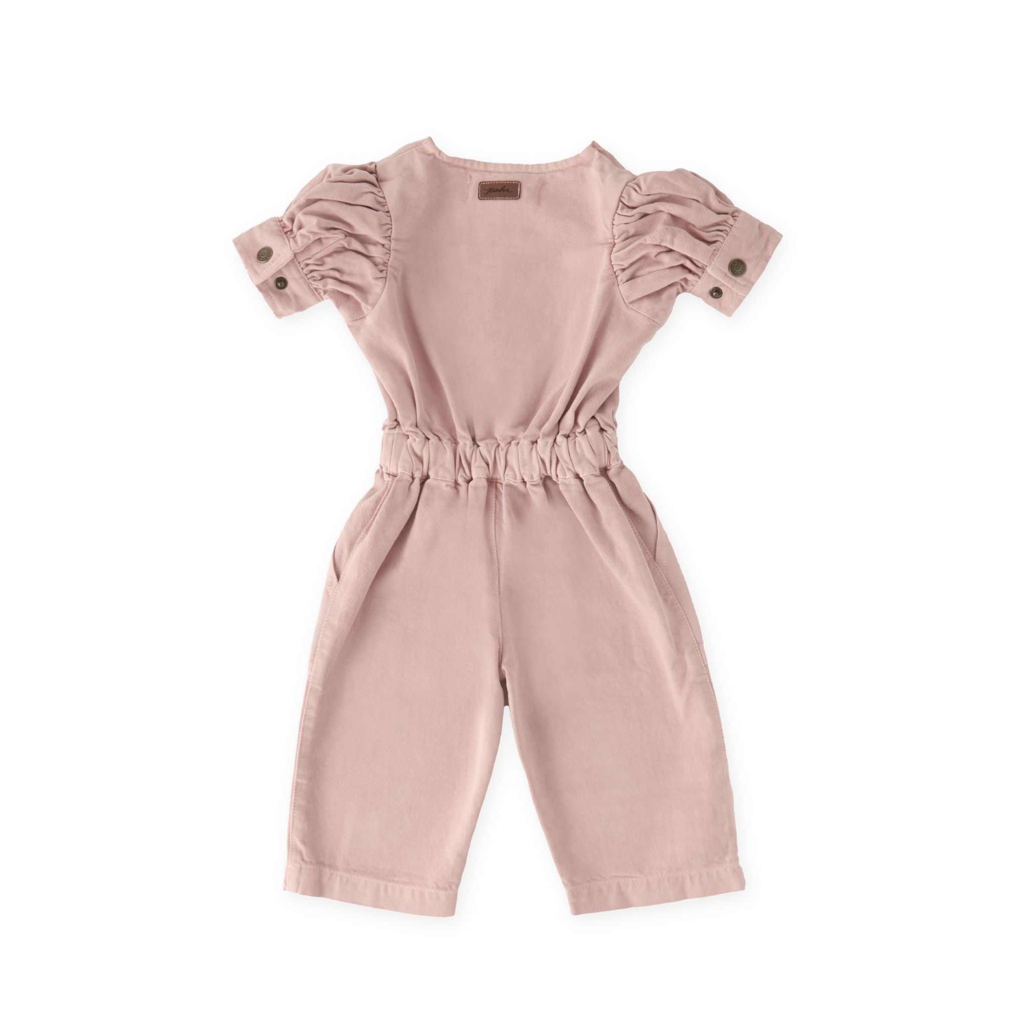 Vintage Twill Toddler Puff Sleeve Jumpsuit - Peony