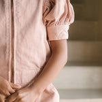 Vintage Twill Toddler Puff Sleeve Jumpsuit - Peony