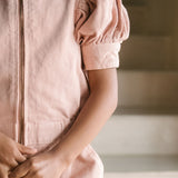 Vintage Twill Toddler Puff Sleeve Jumpsuit - Peony