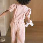 Vintage Twill Toddler Puff Sleeve Jumpsuit - Peony
