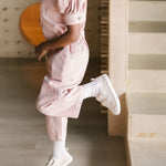 Vintage Twill Toddler Puff Sleeve Jumpsuit - Peony