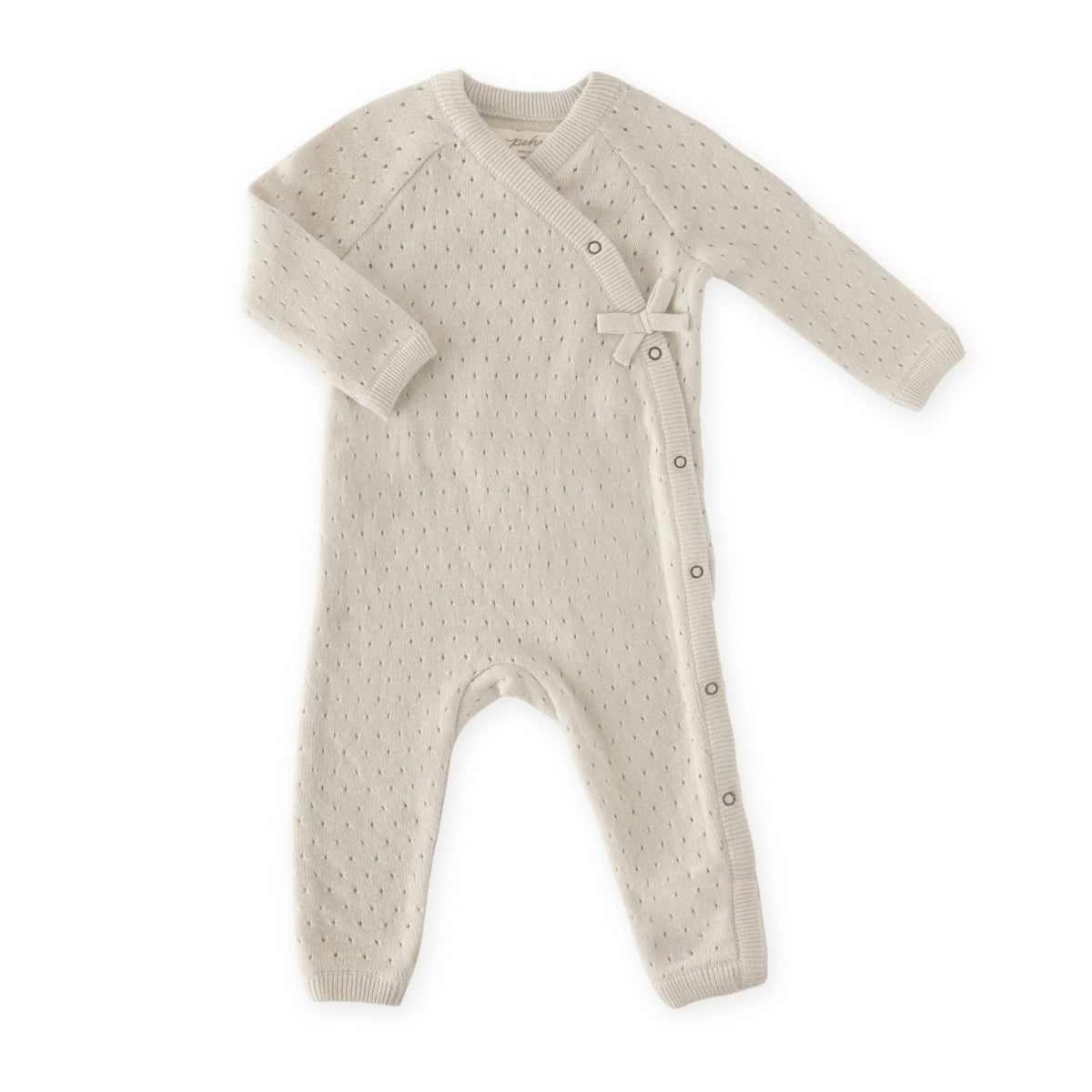 baby pointelle knit kimono romper natural in neutrals pattern