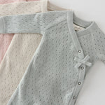 Pointelle Knit Kimono Romper - Natural