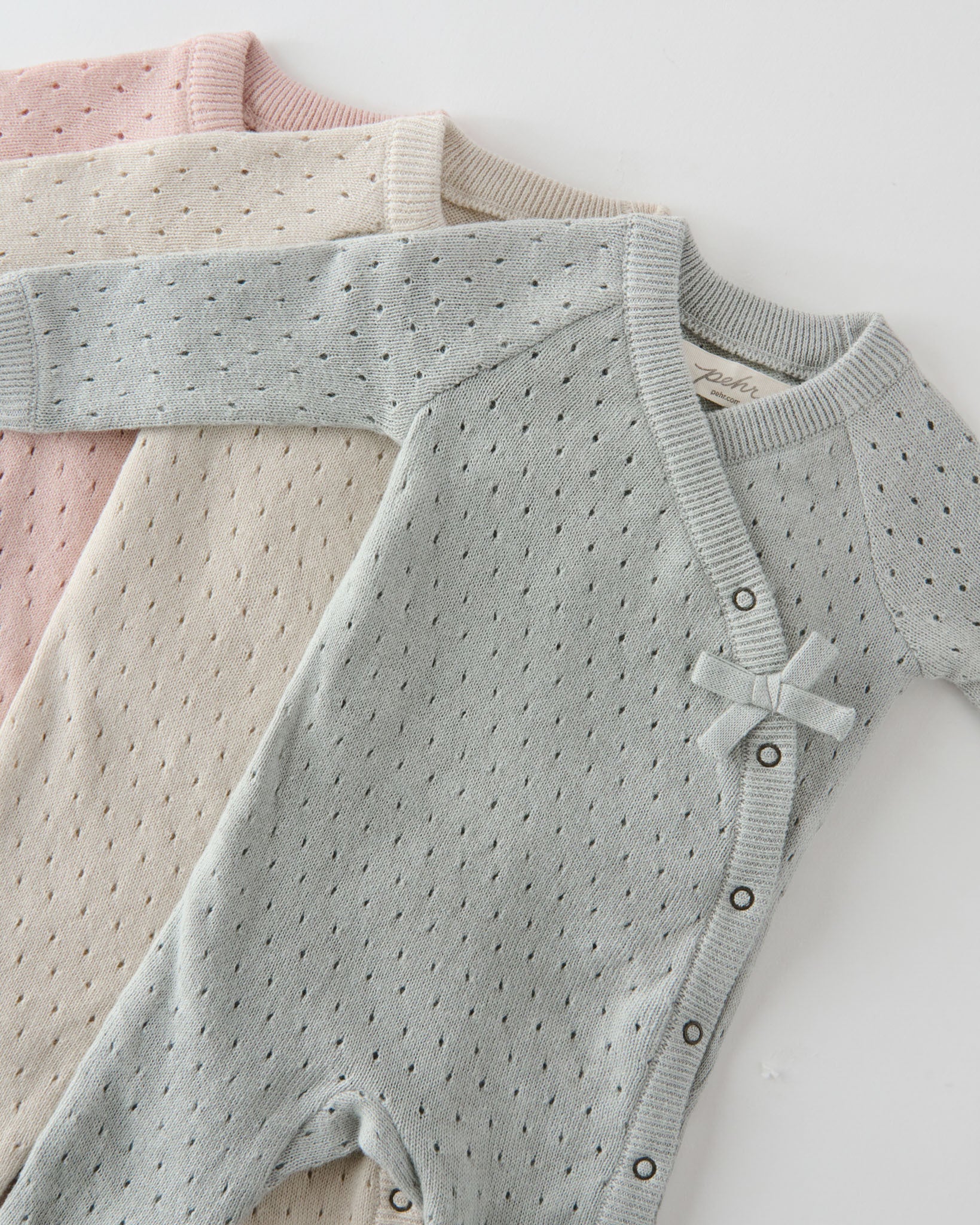 Pointelle Knit Kimono Romper - Natural