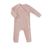 Pointelle Knit Kimono Romper - Soft Peony