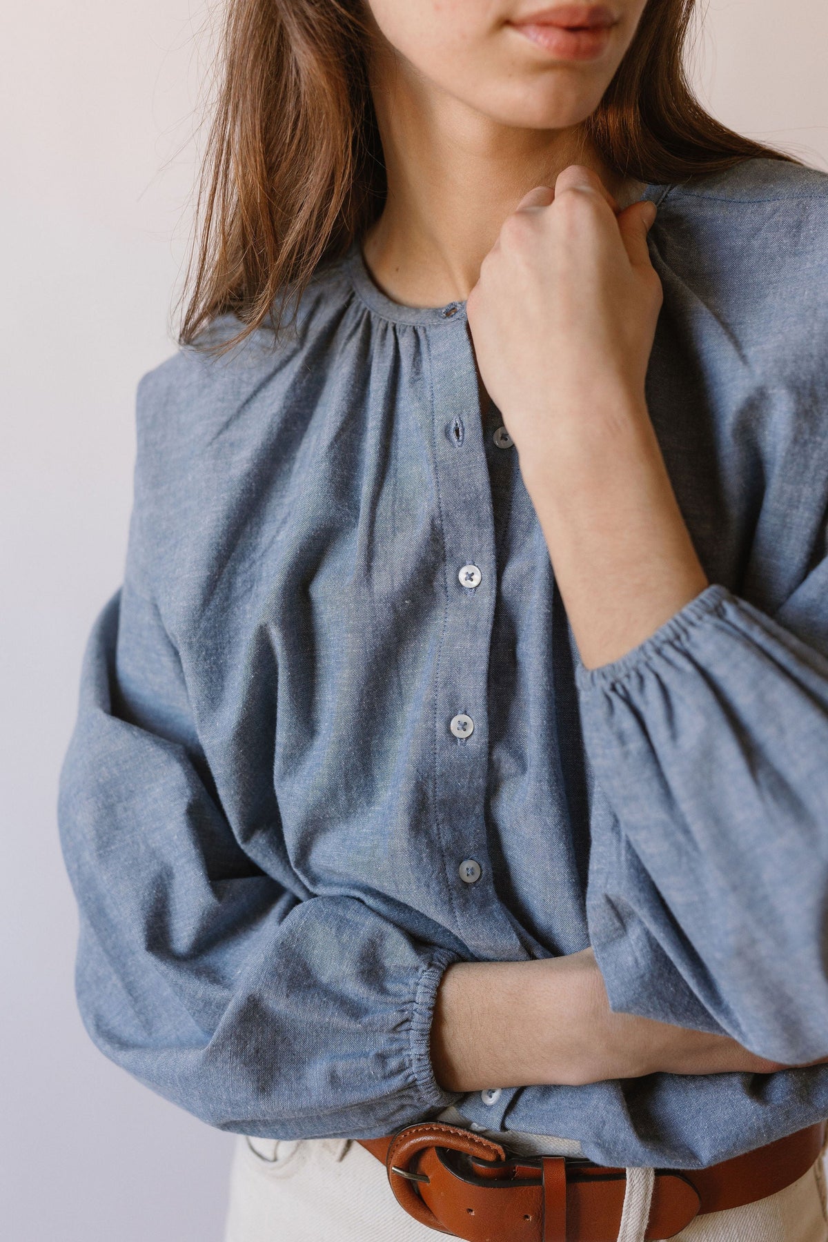 women's blouse chambray
