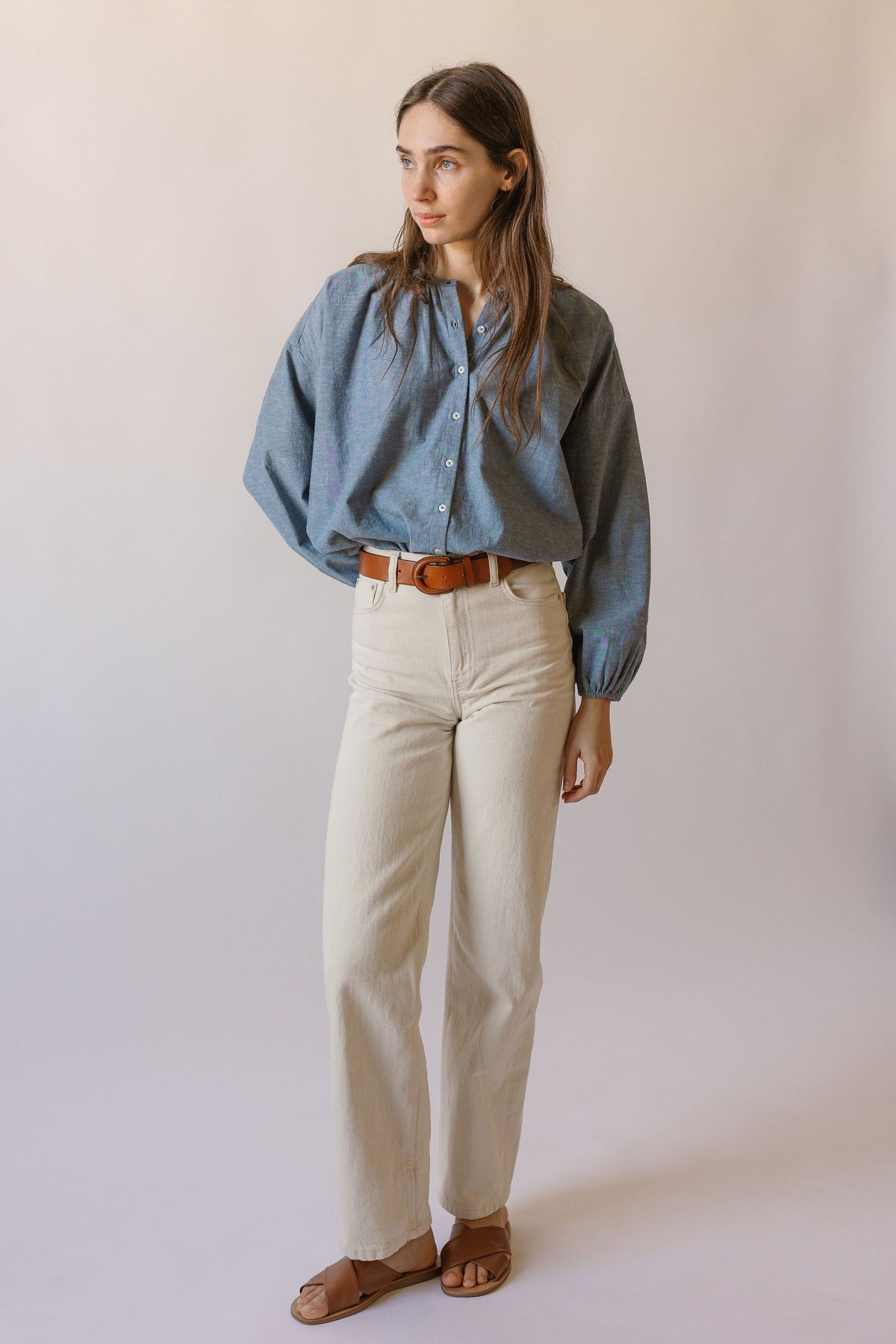 women's blouse chambray