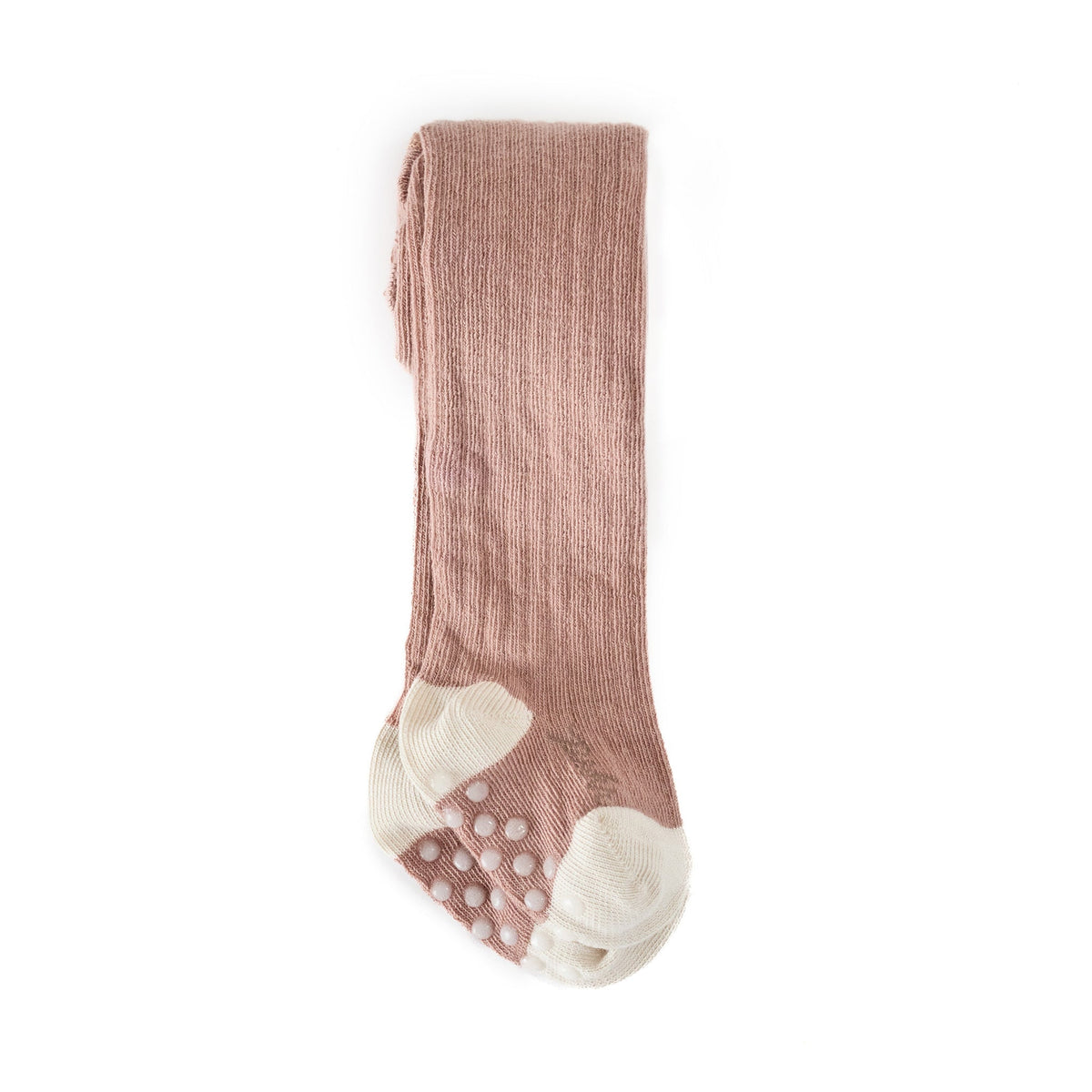 ribbed tights with grips blossom in pinks pattern