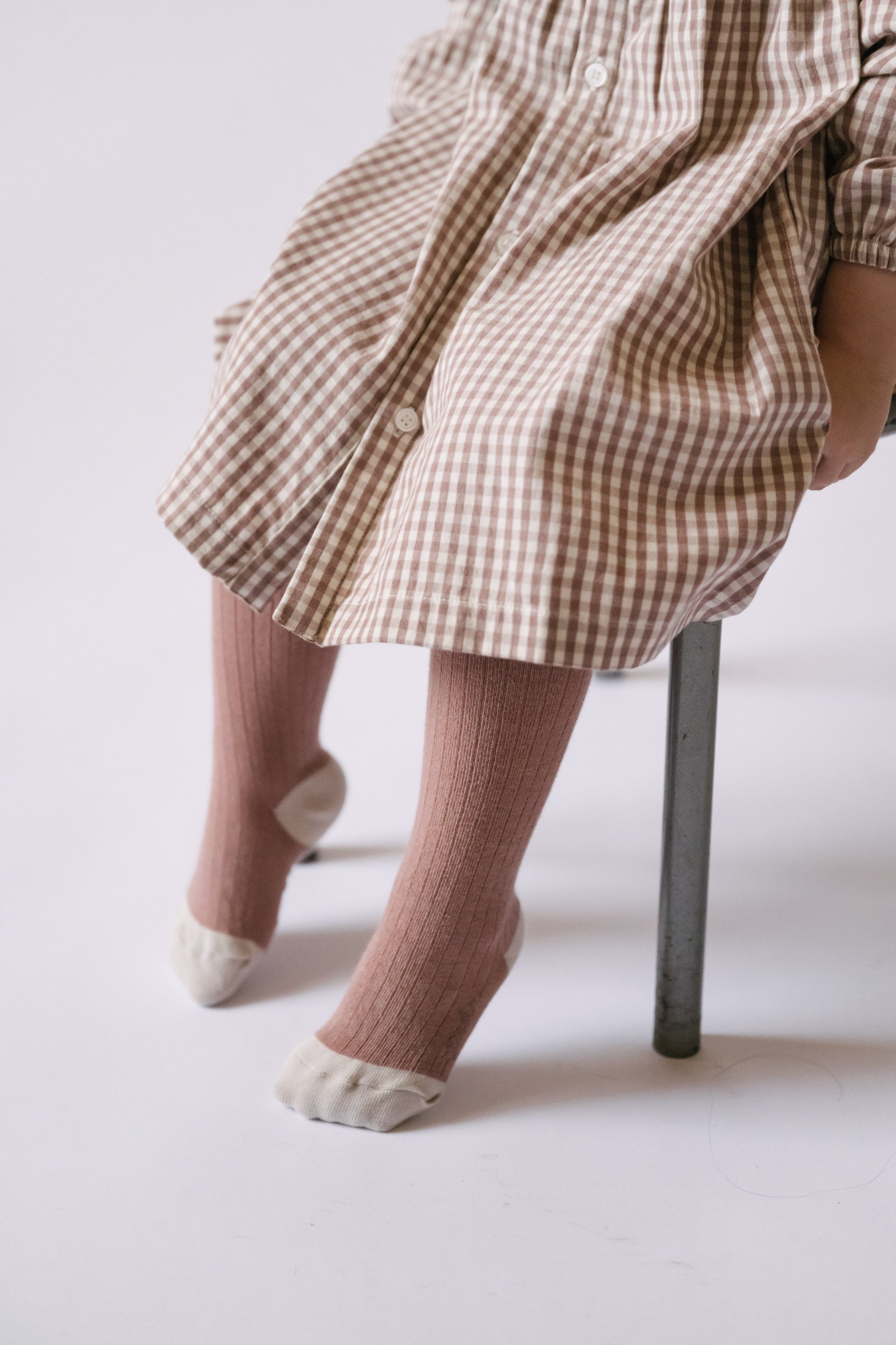 Ribbed Tights with Grips - Blossom