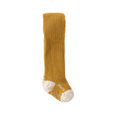 Ribbed Tights with Grips - Ochre