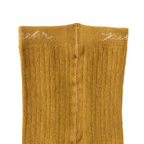 Ribbed Tights with Grips - Ochre