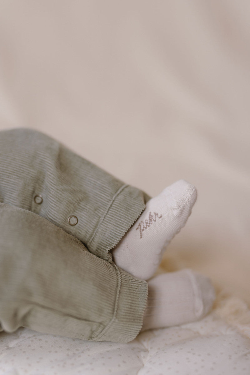 Crew Socks with grips 3-Pack - Natural