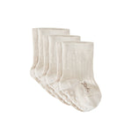 Crew Socks with grips 3-Pack - Natural