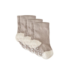 Crew Socks with grips 3-Pack - Light Mushroom