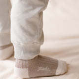 Crew Socks with grips 3-Pack - Light Mushroom