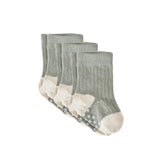 Crew Socks with grips 3-Pack - Sage