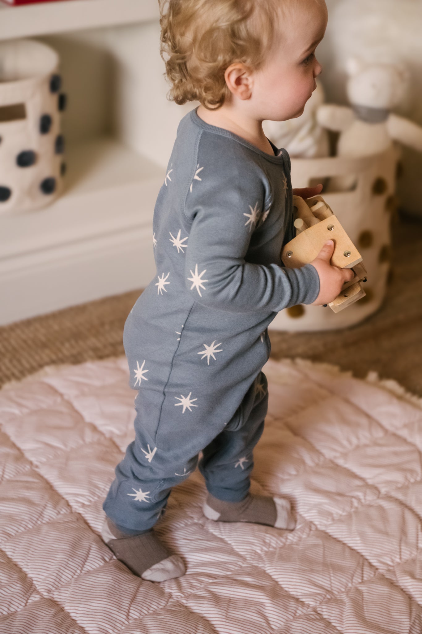 Crew Socks with grips 3-Pack - Mushroom