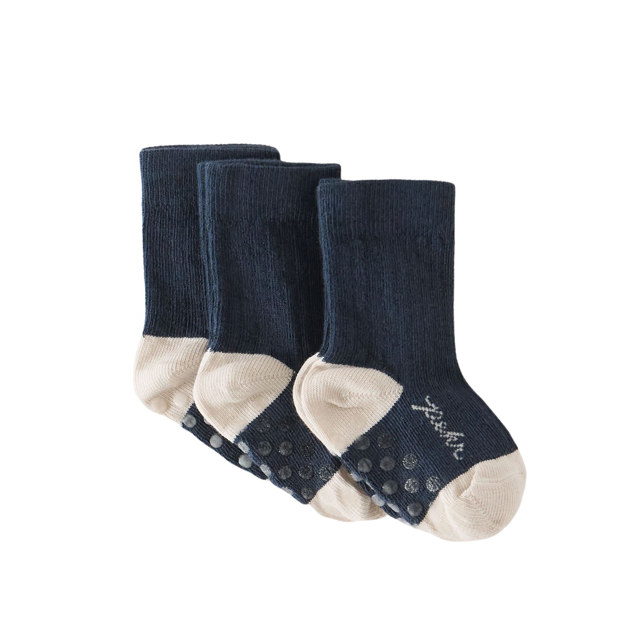 Crew Socks with grips 3-Pack - Ink