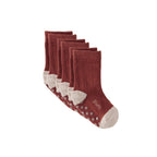 crew socks with grips 3 pack mulberry in reds pattern
