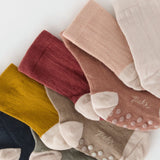 Crew Socks with grips 3-Pack - Mulberry