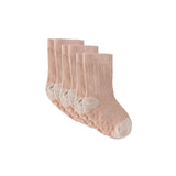 Crew Socks with grips 3-Pack - Blush