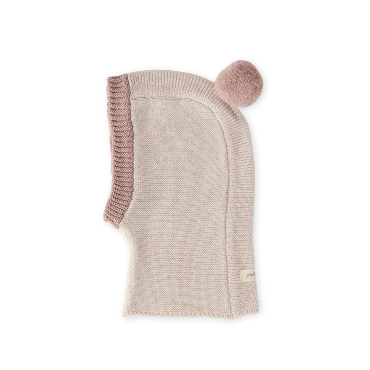 toddler wool knit balaclava natural rose in pinks pattern