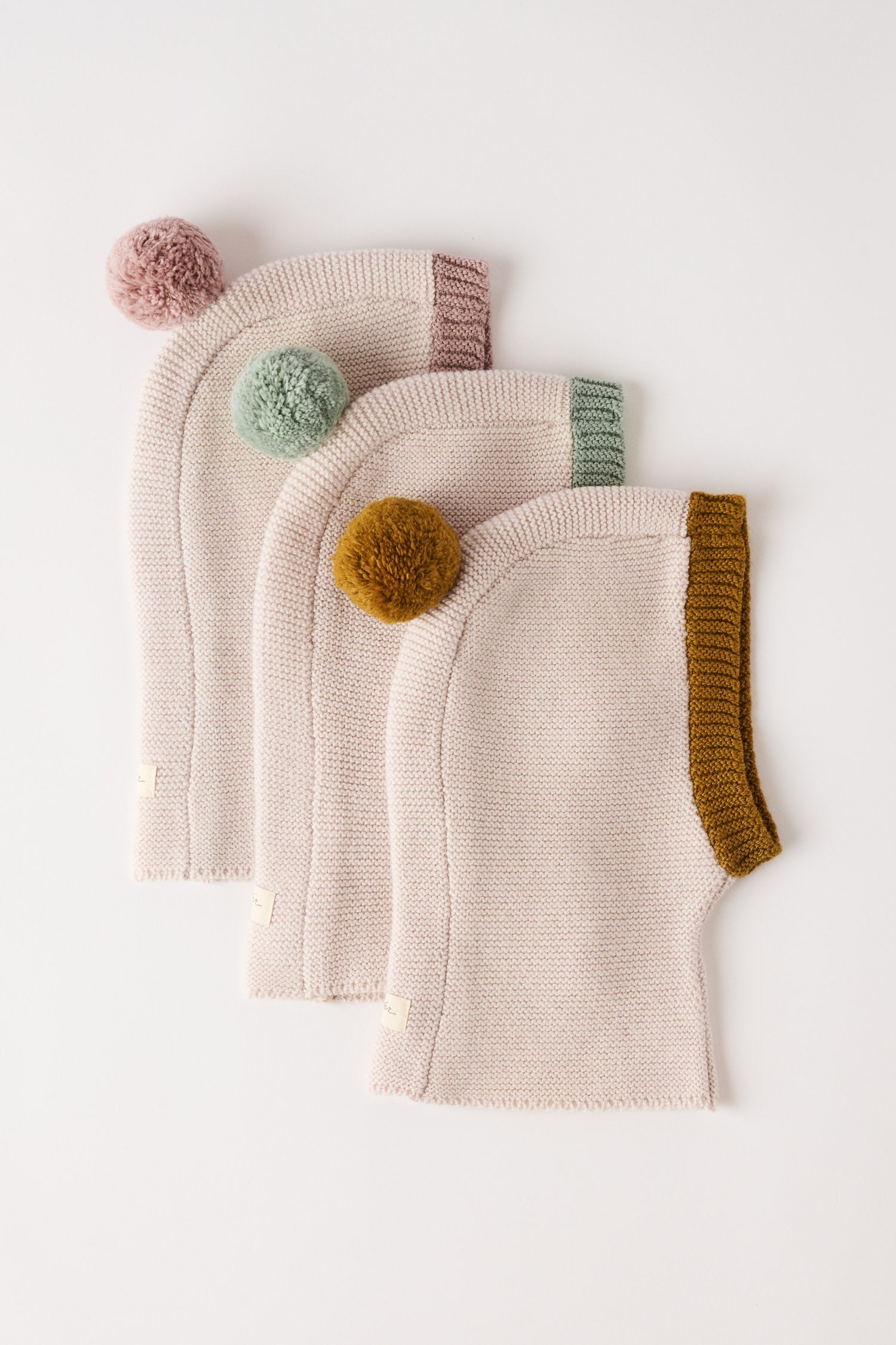 Toddler Wool Knit Balaclava - Natural - Rose