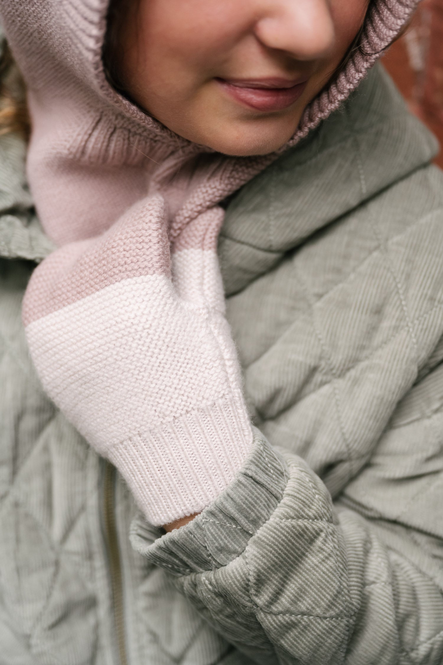 Toddler Wool Knit Mitten - Rose