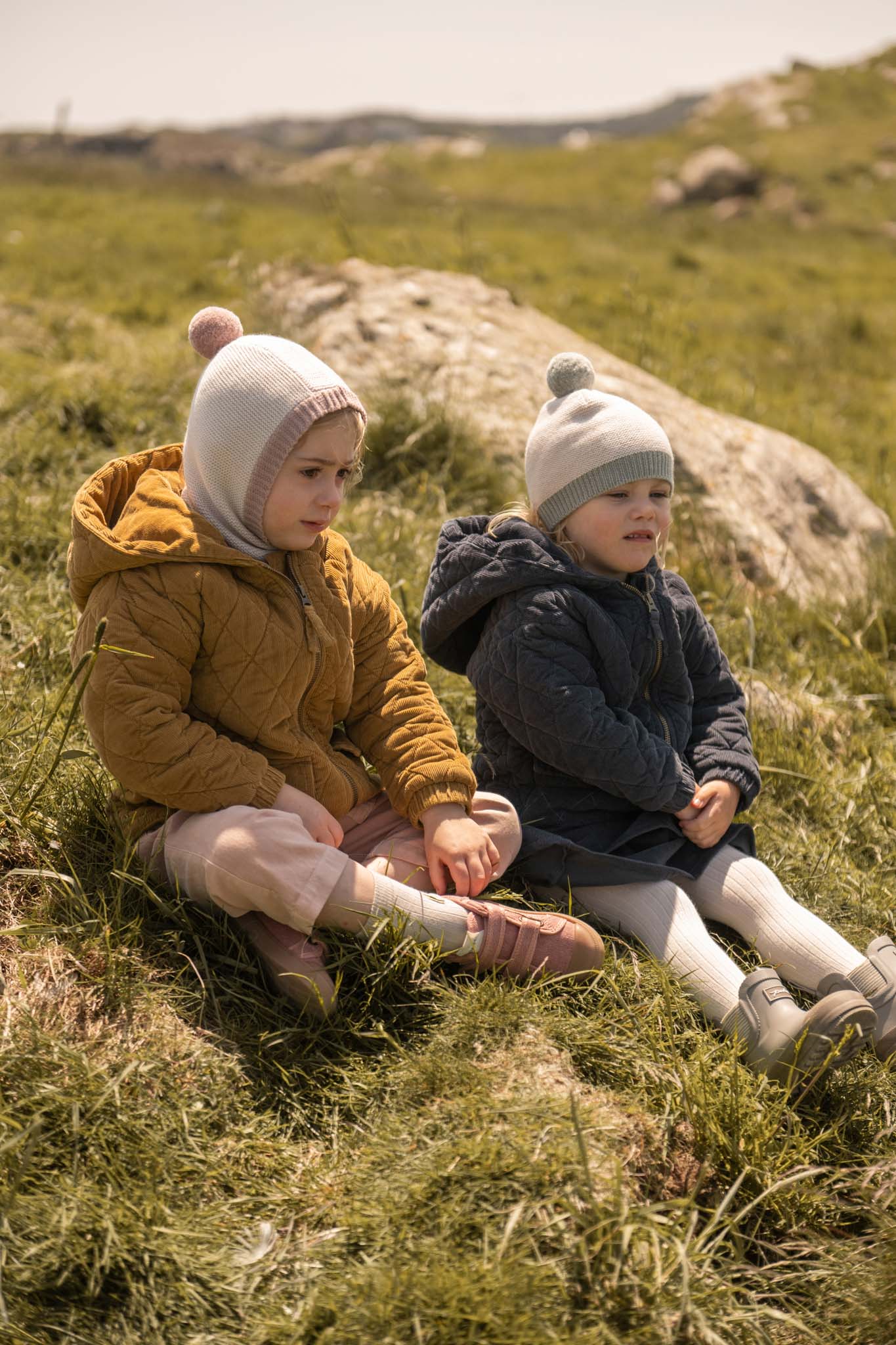 Toddler Wool Knit Hat - Natural - Sage